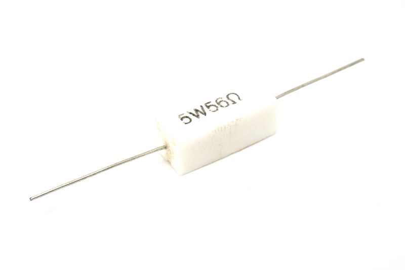 картинка 56 Oм резистор выводной цементный 5w  5% | ВсеКомпоненты.ру