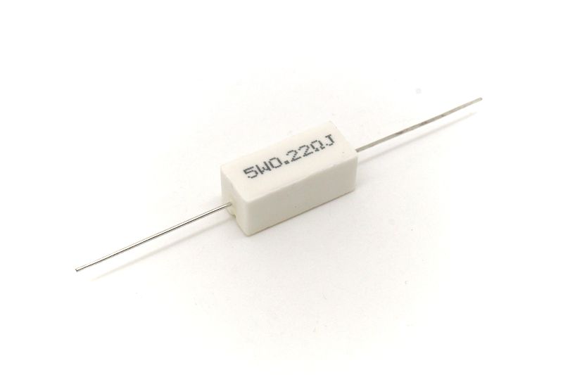 картинка 0,22 Oм резистор выводной цементный 5w  5% | ВсеКомпоненты.ру